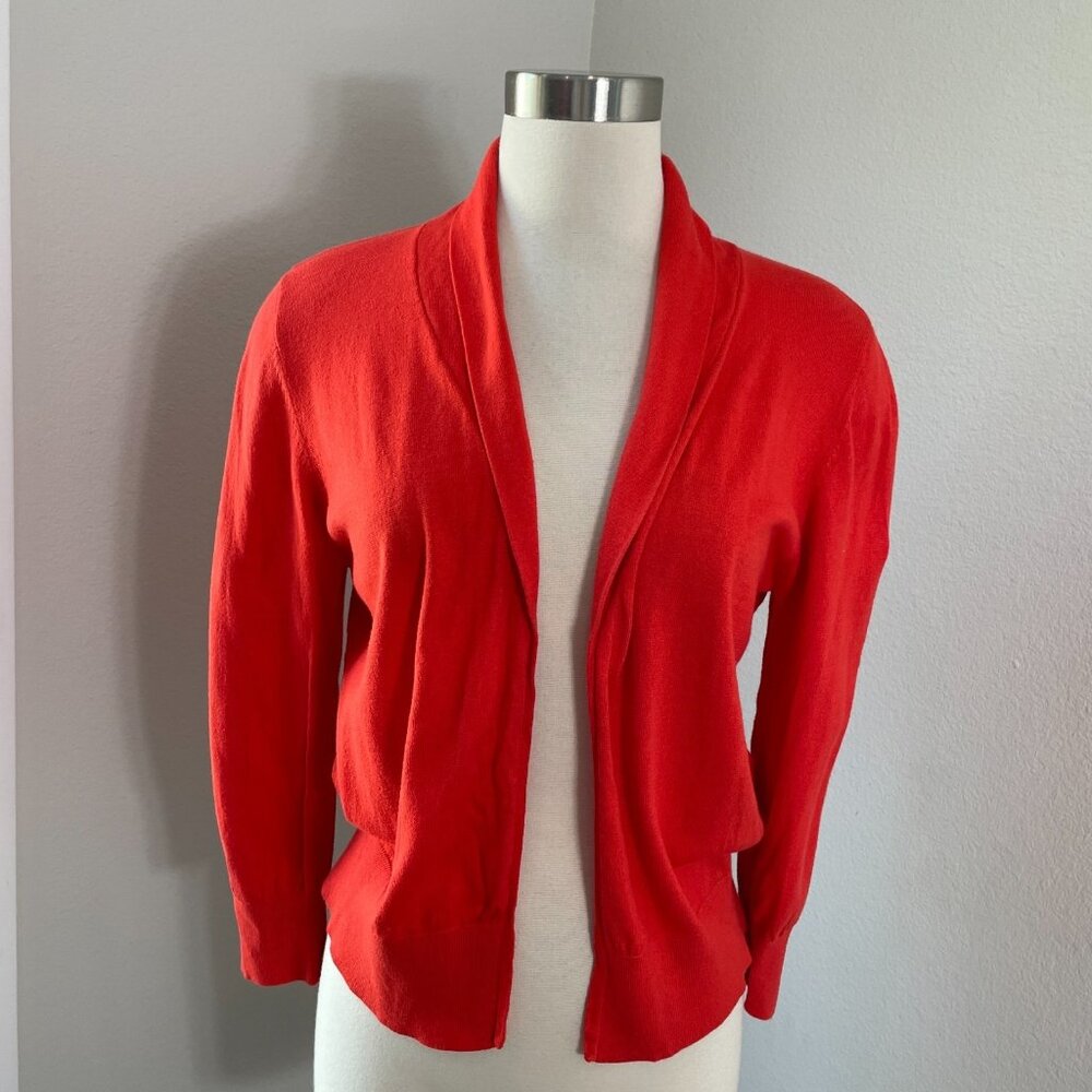 August Silk Womens Large Open Cardigan Sweater Cotton Blend‎ Orange